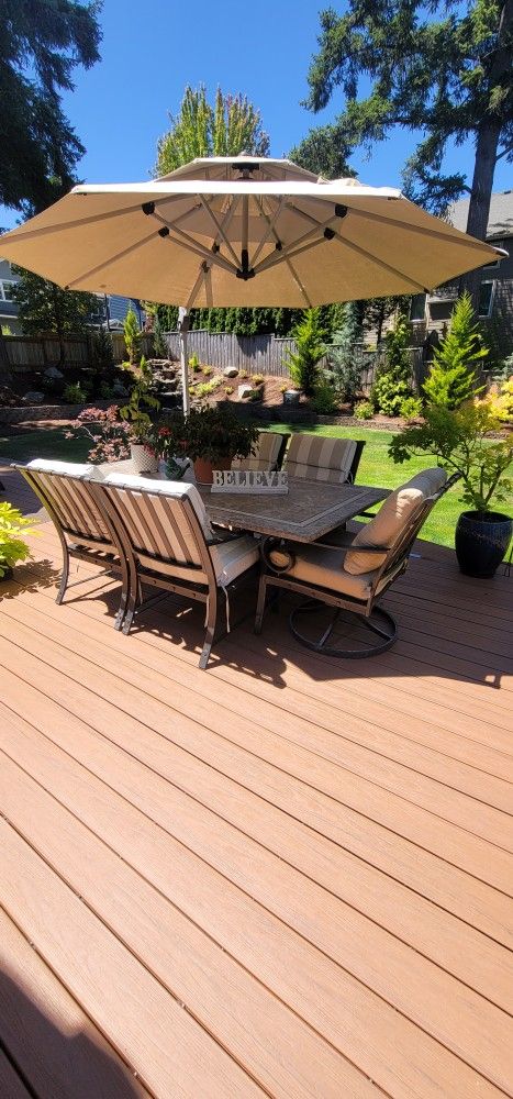 Exterior Stone Table and Six Chairs