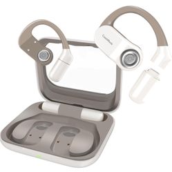 Open Ear Headphones, True Wireless Bluetooth Headphones with Mic, with 2 Replacement Batteries, Sports Earbuds with Ear Hooks, Sweat Resistant, Fast C