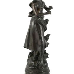 Vintage Bronze Woman Statue 