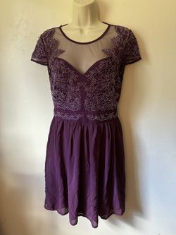 Francesca's Collections Deep Purple Beaded Dress