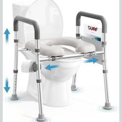 Toilet Seat Riser for Seniors, Raised Toilet Seat with Handles, Adjustable Height & Width, 400lb Handicap Elevated Toilet Seat, Fit Any Toilet