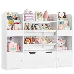 White Kids Bookcase Toy Storage Organizer