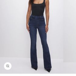 Good American-Power Stretch Pull-on Flare Jeans-Size Large 