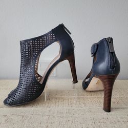 Louise et Cie Women’s Olivia 2 Leather Navy Blue Cut Out Stiletto Heels