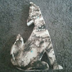 GORGEOUS Artist Signed Navajo Horse Hair Raku 20" Coyote Figurine

