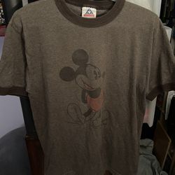 Mickey Mouse Vintage Brown T-Shirt (Size: Medium)