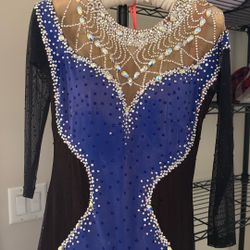 Blue Sequin Long Ballroom Dress