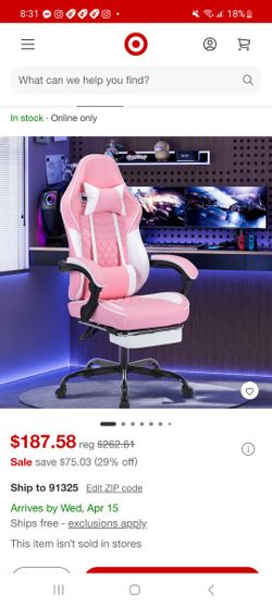 Ergonomic Pink White Gaming Chair $125