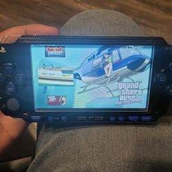 Playstation Psp 1000 Black/Blue Phat Mod--ded Video Game Console IPS screen upgrade