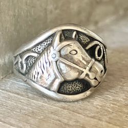 Vintage Bell Trading Post Horse Ring Equestrian Sterling Silver
