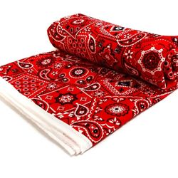 Waverly Inspirations Bandana 36" x  44"  1 yd. 100% Cotton Print Fabric by the Yard, Poppy Red 