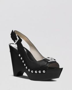 michael kors charm sling wedge black