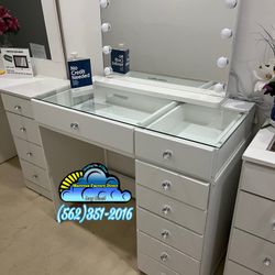 White Led Vanity Diamond Dresser With Lights Espejo