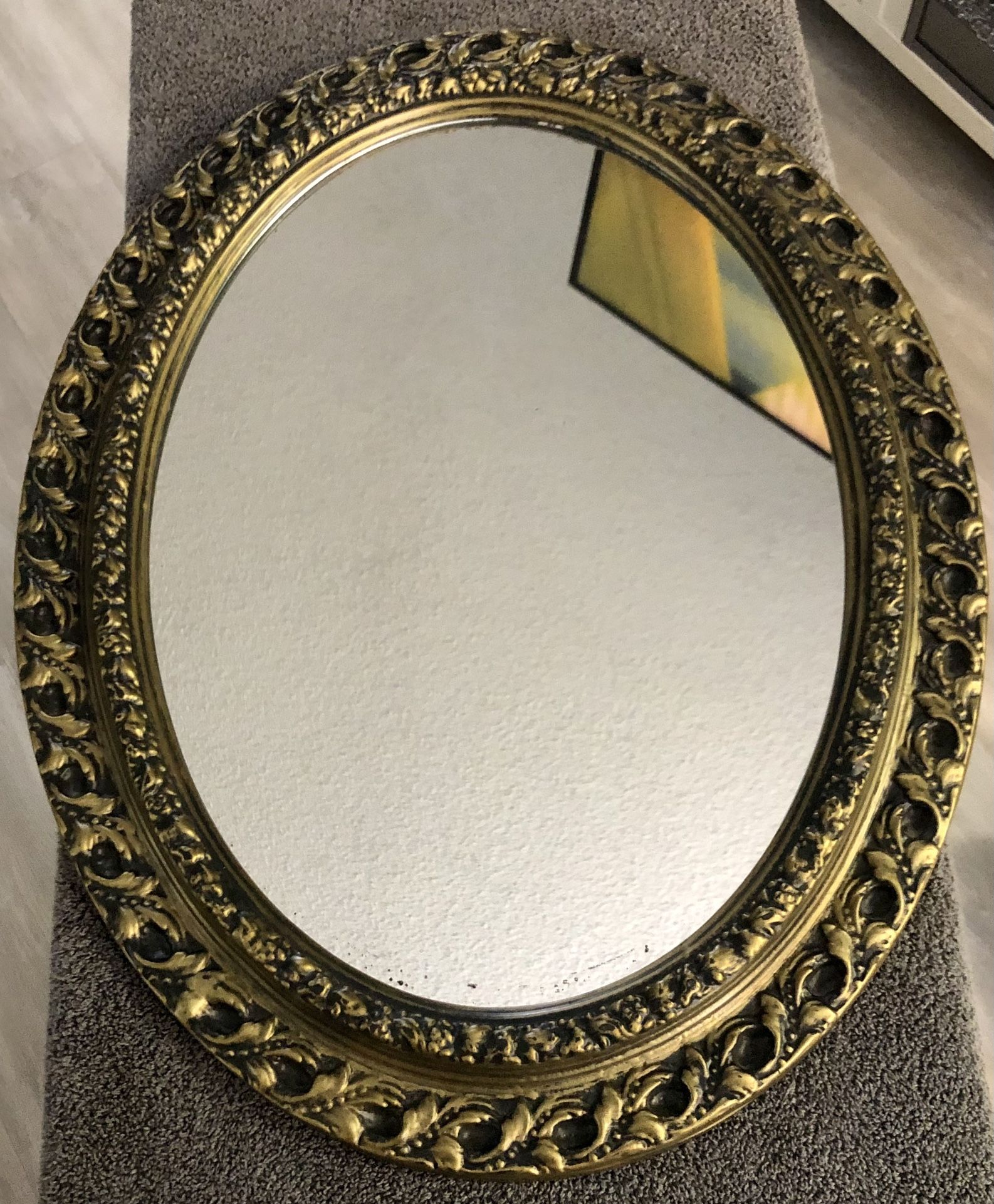 Sahara Nellis Vintage Marsel Golden Oval Mirror Wall Decor Style #2410 22.5in tall