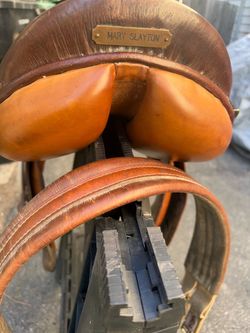Brown Leather Horse Saddle with Name Plate
