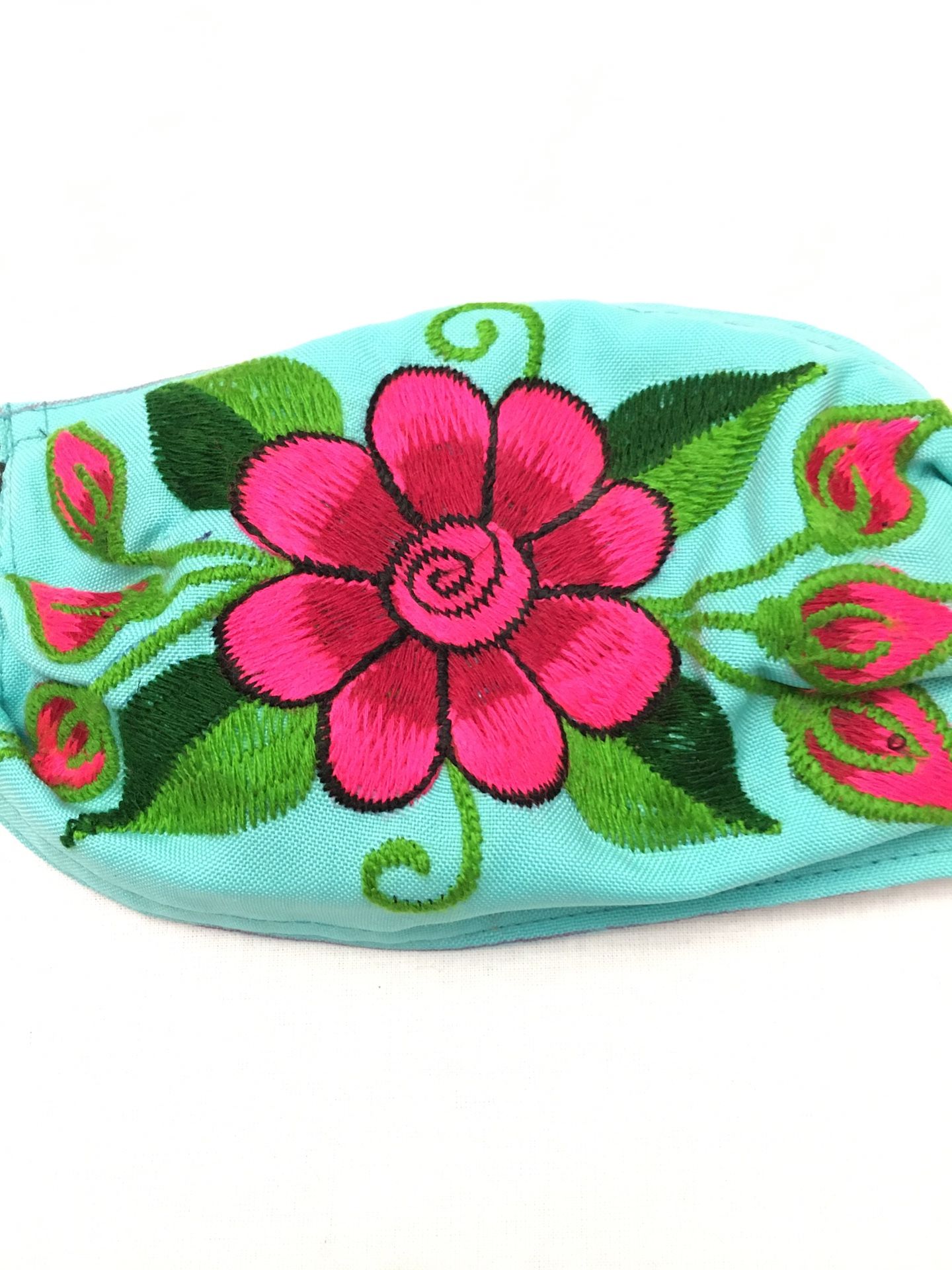 Face mask Mexico embroidered daisy flower 3 layers w/ filter
