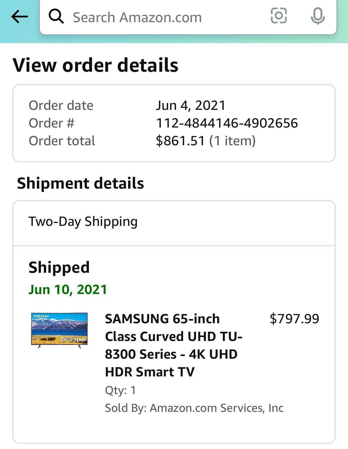 4K - 65 Inch Samsung TV - Curved Screen