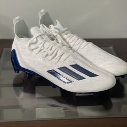 Adidas Adizero Primeknit White/Navy Blue Football Cleats Men's Size 12 GV9624
