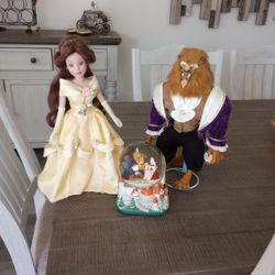 Disney Beauty And The Beast Musical Water globe Large Doll Set