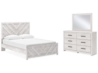 Cayboni Whitewash King Panel Bedroom Set with Dresser and Mirror (Online Special Price)