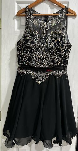 Dancing Queen Black Beaded Rhinestone Cocktail Dress