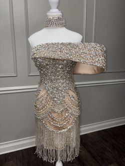 Very Elegant Custom-Made Heavy Duty Beads Evening Prom Formal Woman’s Dress