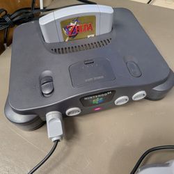 Nintendo 64 N64 with one controller and Zelda ocarina of time