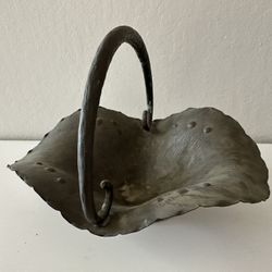 Antique Metal Bronze Basket Bowl 16x12x12