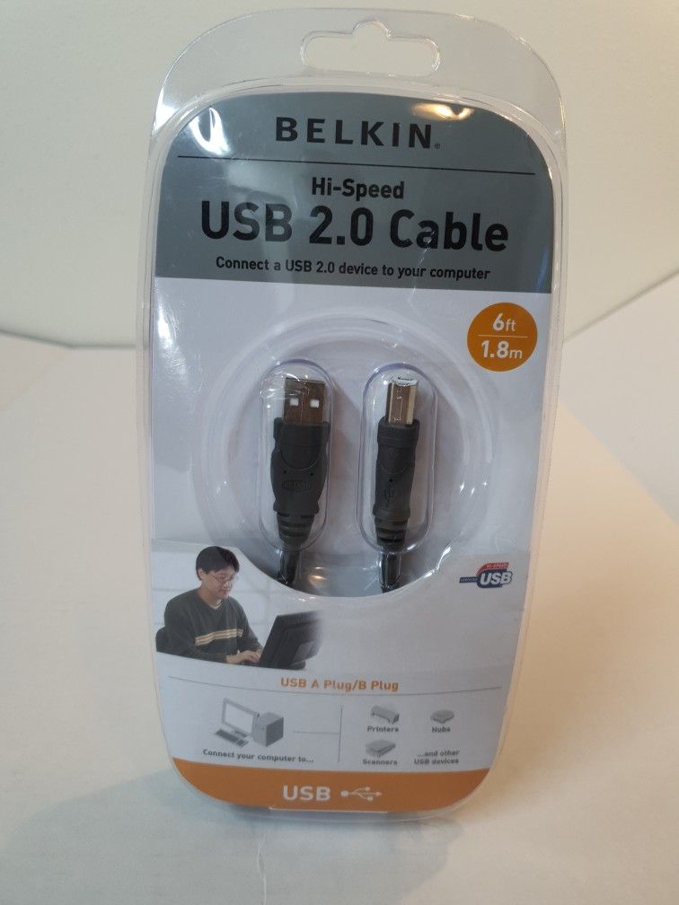 BELKIN Hi-Speed USB 2.0 Cable 6 ft USB A Plug to B Plug NEW & FACTORY SEALED. Condition is "New".
BELKIN Hi-Speed USB 2.0 Cable 10 FOOT USB A Plug to