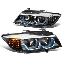 2006-2008 BMW E90 (3-Series) LED DRL Black Headlights