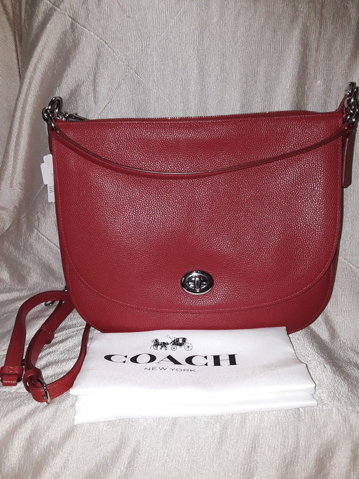 NWT $350 COACH TRUE RED LEATHER HOBO