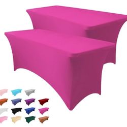 2-Pack 6ft Tablecloths for Rectangular Tables – 6ft Stretch Spandex Fitted Rectangular Tablecloth for Birthday, Cocktail, Wedding, Banquet, Valentine'