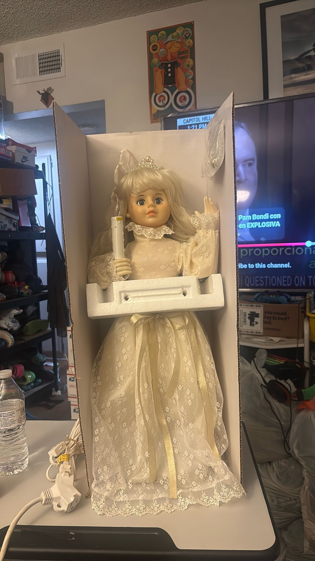 Vintage Rennoc Animations Christmas Angel with Lighted Candle