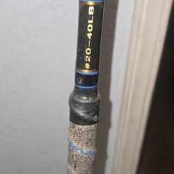 7ft Custom Rod Blue Gold  And Black With Tappered Cork With Blue Swirl