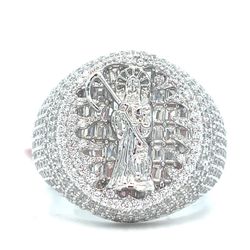 925 Sterling Silver CZ Santa Muerte Ring 10.90g Size 11 201667/6