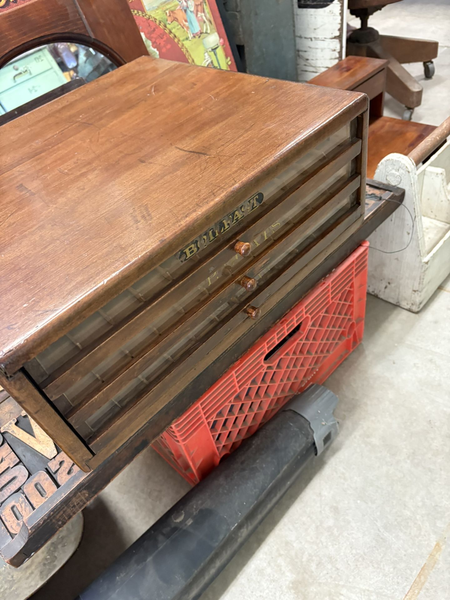 Antique J & P Spool Cabinet 