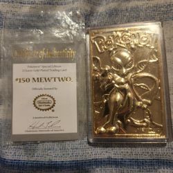 Gold Plated Pokemon Card Never Opened Mewtwo!! Comes With Certificate Of Authenticity