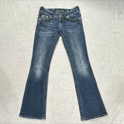 Miss Me Bootcut Blue Denim Jeans Embroidered Studded 5-Pocket