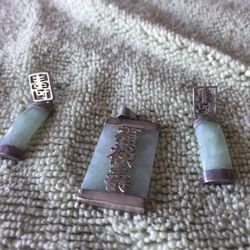 Jade Earrings And Pendant Set