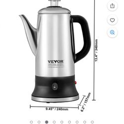 KFFKFF 12-Cup Electric Percolator Coffee Pot Stainless Steel Coffee Maker Silver