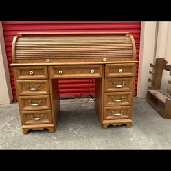 Vintage Roll up wood desk