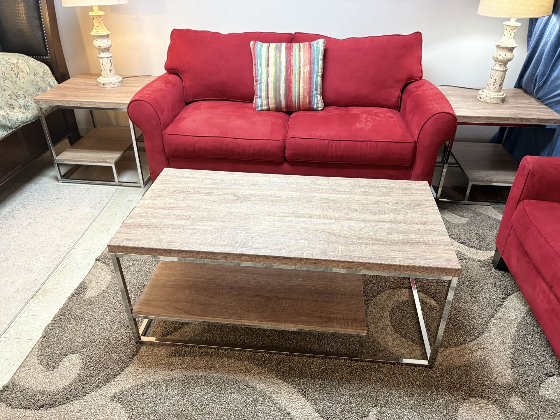3pc Coffee Table With End Table