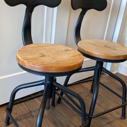 2 Wooden Chairs - Height Adjustable 