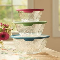 Princess House Tazones Wildflower set de 3