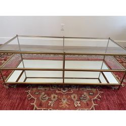Brass, Glass Mirror Coffee Table