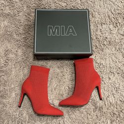 MIA Saks Fifth Avenue Red Perforated Heel Booties