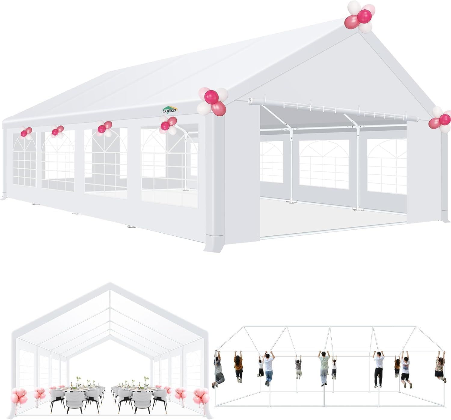 COBIZI 20x20ft Party Tent Heavy Duty for Parties Waterproof