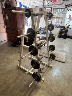 Barbell WEIGHTS 230# total + rack