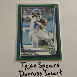 Tyjae Spears Tennessee Titans RB Donruss Short Print Insert Card. 
