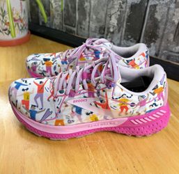 Brooks Adrenaline Unity women Pink/Multicolor Graphic Low Top Lace-Up Sneaker 10
